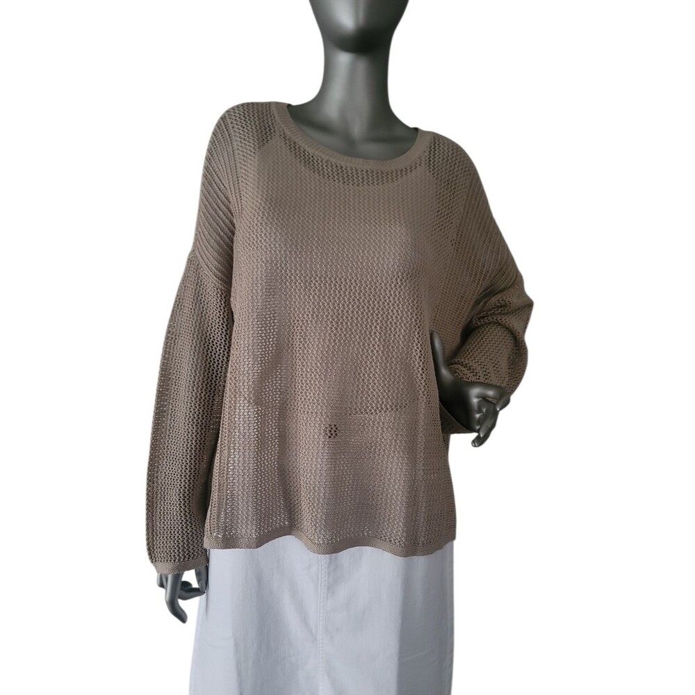 Eileen Fisher Women's Open Stitch Organic Linen & Cotton Sweater Medium